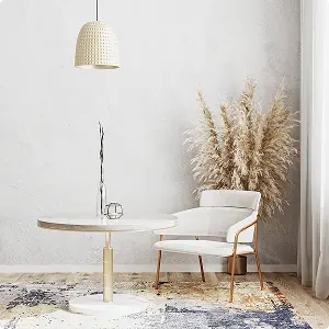 Modern living room with white sofas,