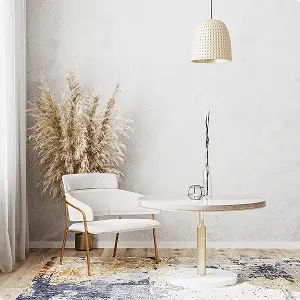 Modern living room with white sofas,